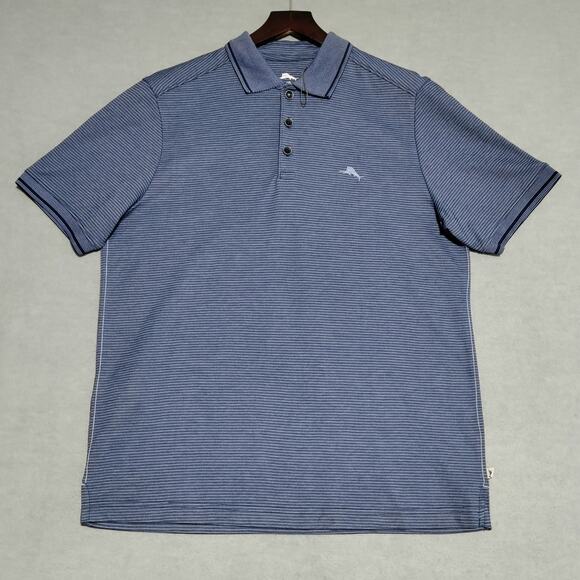 Tommy Bahama Men's Coastline Polo Shirt Size Small Navy Blue Striped NWOT - Picture 2 of 13